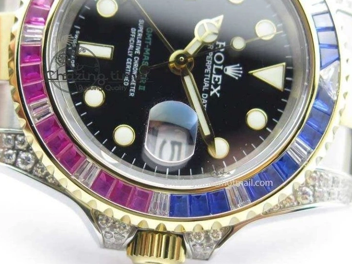 MiroTime 0511 GMT-Master II 116759 SS YG Bp-Maker Blue Red Ruby Crystal Black Dial On SS YG Bracelet A SmoothTexture 3771